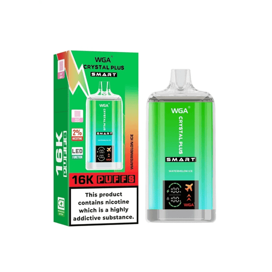 WGA Crystal PLUS Smart Digital16000 puff Disposable Vape Wholesale-650mAh Battery, 27ml E-liquid, Multiple Nicotine 20 Flavors