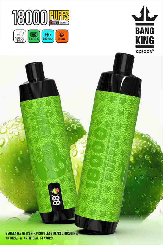 Bang King 18000 Puffs Disposable Vape Dtl Dual Mesh Shisha Puff 18k With Electronic Cigarette-850mAh Battery, 40ml E-liquid, Multiple Nicotine 12 Flavors