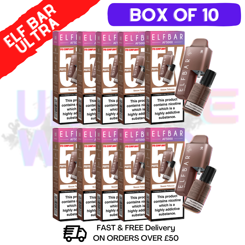 Elf Bar 5000 Puff 5K Bar BOX OF 10 Snow Tobacco - 2% Nicotine 1000 mAh Battery