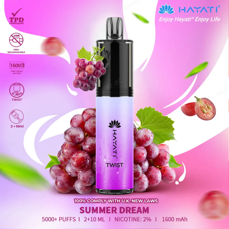 Strawberry Watermelon Hayati 5000 Twist Puff 5K Disposable Kit