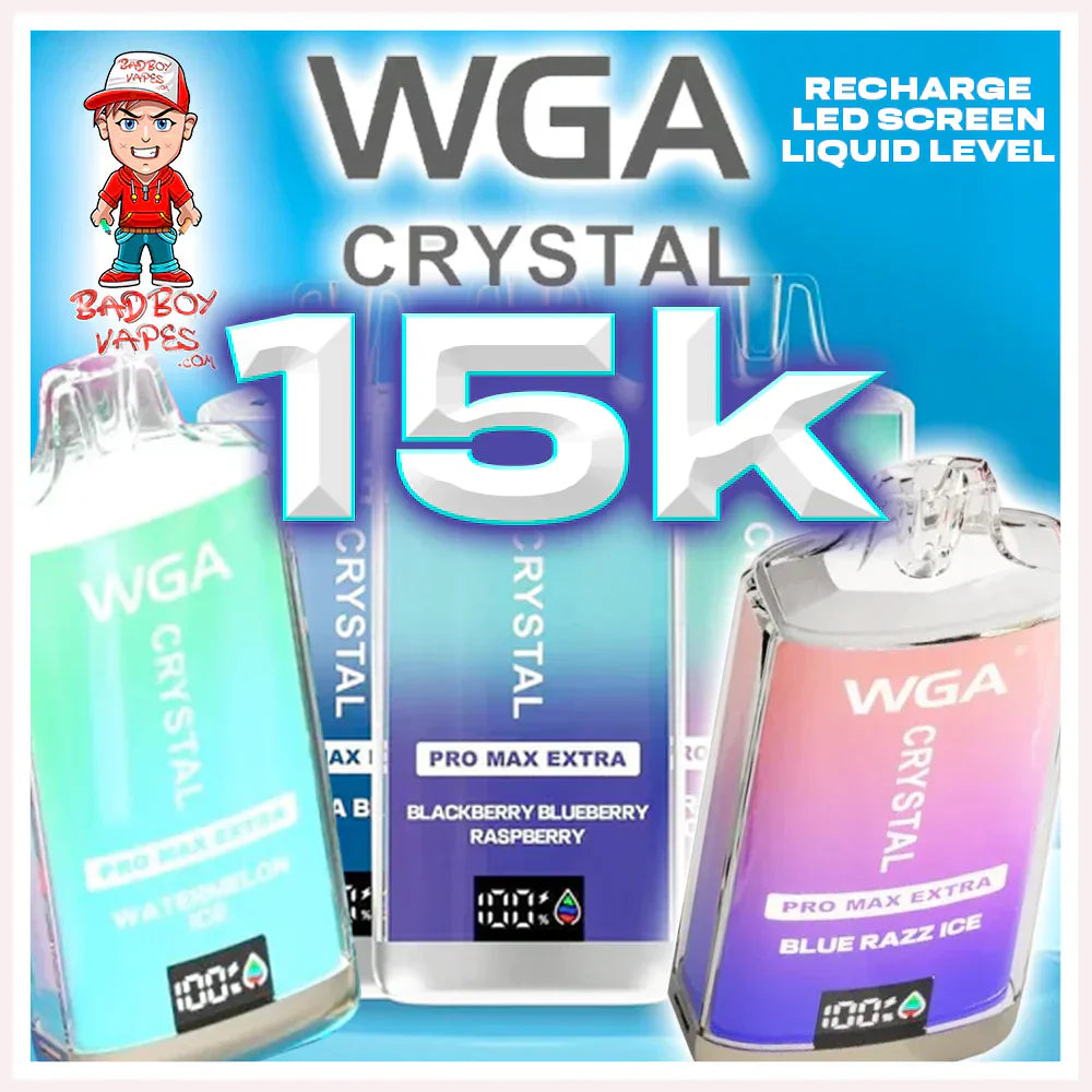 WGA Crystal Pro Max Extra 15000 Puffs Disposable Vape-2ml E-liquid, Multiple Nicotine 28 Flavors