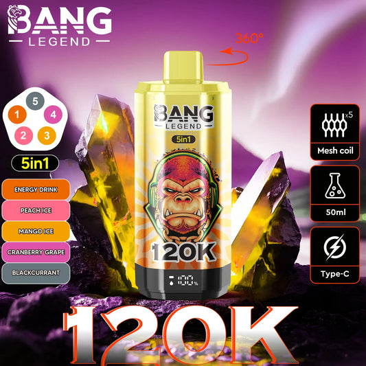 Bang Legend 120K โ The Ultimate 5-in-1 Disposable Vape | 120,000 Puffs | Adjustable Triple Flavors | Nebula Burst