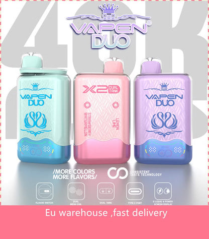 VAPEN DUO 40000 Puffs Dual Flavors Disposable Vape 40ml 650mAh 12 Flavors