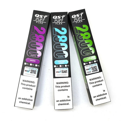 QST Puff Flex 2800 Puffs Vape Disposable Wholesale Electronic Cigarettes 0% 2% 3% 5% 8 ml Pod 850mah Battery Pen Minimum Order 100pcs