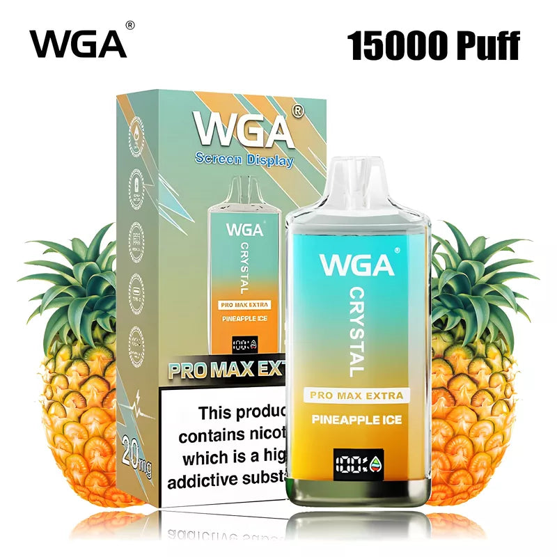WGA Crystal Pro Max 15000 Puffs Vape Disposable E-cig 29 Flavors-500mAh Battery, 25ml E-liquid, Multiple Nicotine 29 Flavors