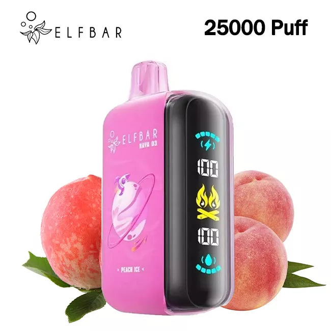 Elf Bar 25000 Puffs Raya D3 Vape  5% Nicotine 3D Screen Original 23ml E-liquid 850mAh Battery 20 flavors