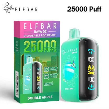 Elf Bar 25000 Puffs Raya D3 Vape  5% Nicotine 3D Screen Original 23ml E-liquid 850mAh Battery 20 flavors