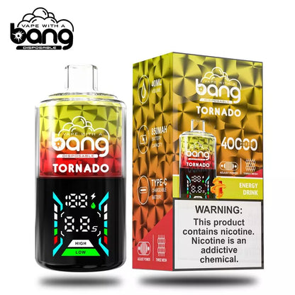 Bang Vape Tornado 40000 Puffs Triple Coils Digital Disposable E-cig-850mAh Battery, 40ml E-liquid, Multiple Nicotine 12 Flavors