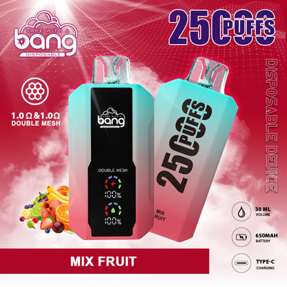 Bang 25000 Puffs Smart Full Screen Turn Ice Wholesale Disposable Vape E Cigarette Puff 25k  Prefilled Pod-850mAh Battery, 30ml E-liquid, Multiple Nicotine 16 Flavors