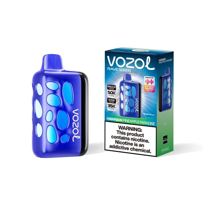 VOZOL Rave 50000 Puffs– Beat-Sensing Disposable Vape |5%Nicotine Strength 1000mAh Battery 15 Flavors