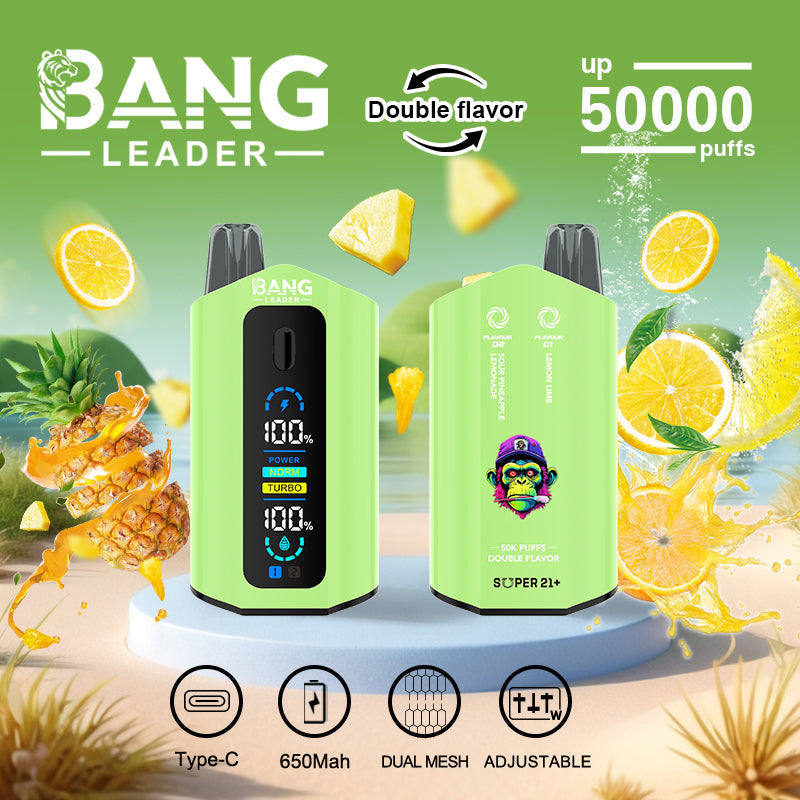 Bang Leader 50000 Disposable Vape - 50K Puffs, 36mBang Leader 50000 Puffs Disposable Vape (0% to 5% Nicotine) – Dual Pods(20mL+20mL) Unmatched Performance 650mAh battery 12 Flavors &nbsp;l E-Liquid (0-5% Nicotine) 36mL650mAh 12 Flavors