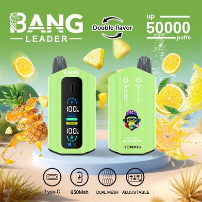 Bang Leader 50000 Disposable Vape - 50K Puffs, 36mBang Leader 50000 Puffs Disposable Vape (0% to 5% Nicotine) – Dual Pods(20mL+20mL) Unmatched Performance 650mAh battery 12 Flavors &nbsp;l E-Liquid (0-5% Nicotine) 36mL650mAh 12 Flavors