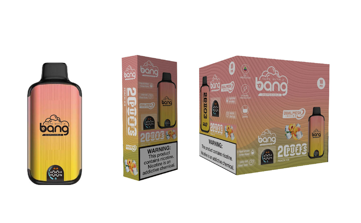 Bang Disposable Vape 20000 puffs Original Randm Tornado(0% to 5% Nicotine) Digital Smart Screen 25.0mL 650mAh 12 Flavors