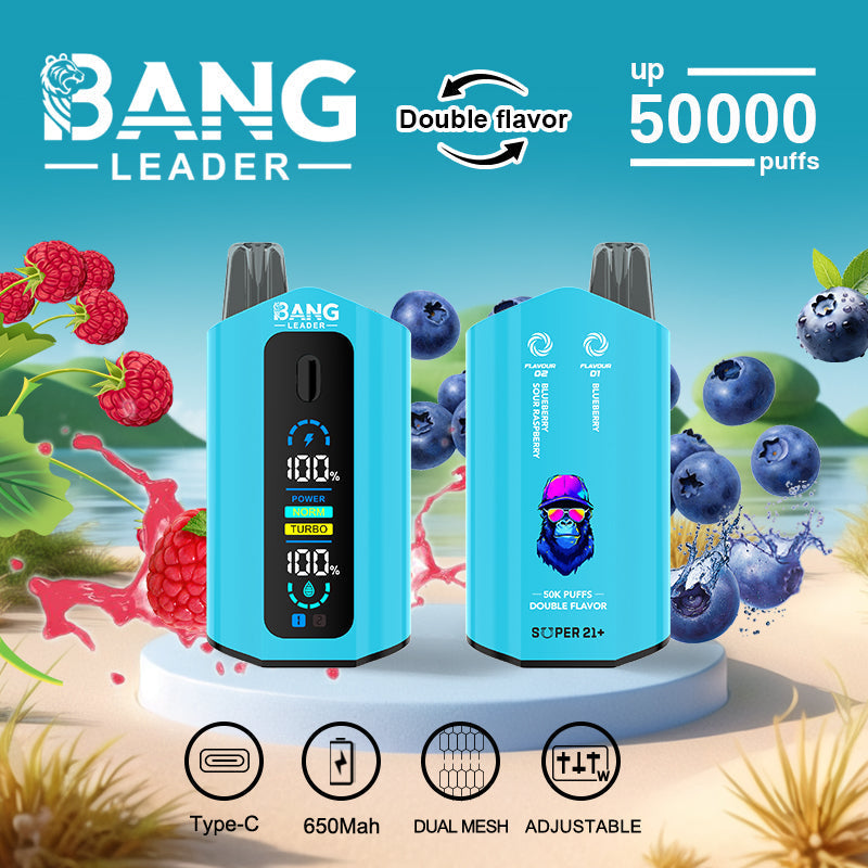 Bang Leader 50000 Puffs Disposable Vape (0%-5% Nicotine) – Dual Pods(20mL+20mL) Unmatched Performance 650mAh 12 Flavors