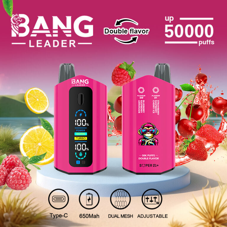 Bang Leader 50000 Disposable Vape - 50K Puffs, 36mBang Leader 50000 Puffs Disposable Vape (0% to 5% Nicotine) – Dual Pods(20mL+20mL) Unmatched Performance 650mAh battery 12 Flavors &nbsp;l E-Liquid (0-5% Nicotine) 36mL650mAh 12 Flavors