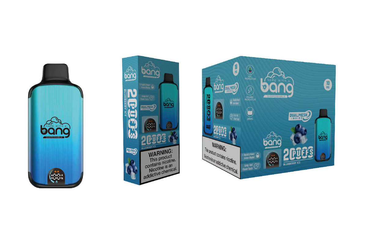 Bang Disposable Vape 20000 puffs Original Randm Tornado(0% to 5% Nicotine) Digital Smart Screen 25.0mL 650mAh 12 Flavors