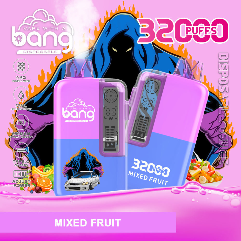 Bang 32000 Puffs Disposable Vape – 650mAh Battery, 32ml E-liquid, Multiple Nicotine Strength Options  12 Flavors
