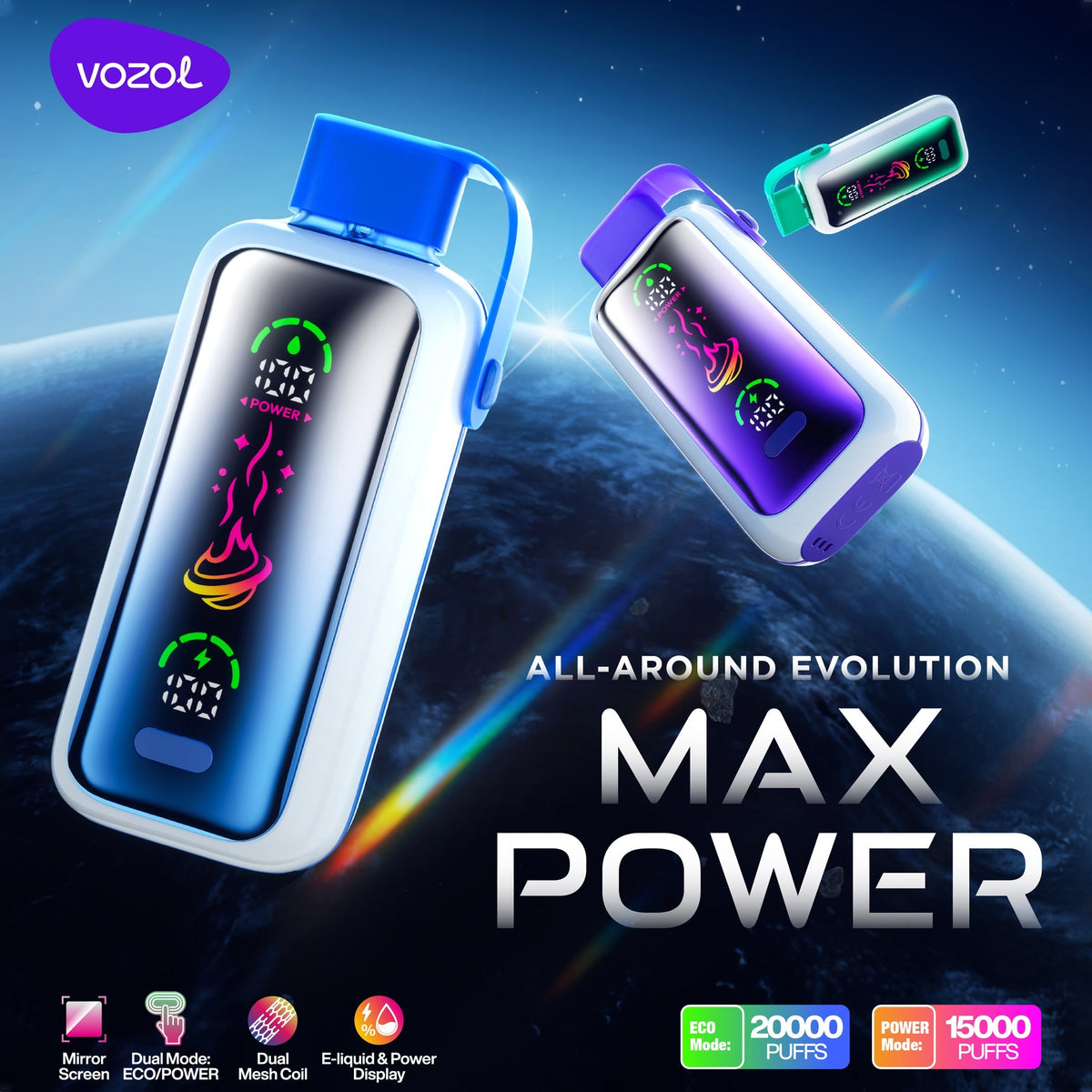 VOZOL STAR 20000 Puffs Disposable Vape(0% to 5% Nicotine) 650mAh  20ml of e-liquid 22 Flavors Wholesale