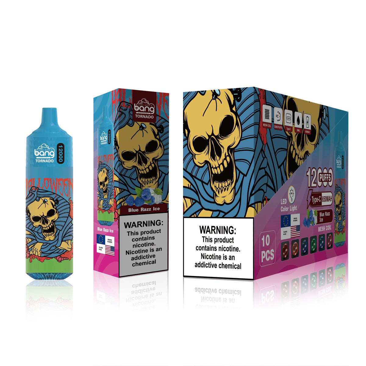 BangKing 12000 Puffs Smart Full Screen Turn Ice Wholesale Disposable Vape Puff 12k Prefilled Pod-850mAh Battery, 40ml E-liquid, Multiple Nicotine 12 Flavors