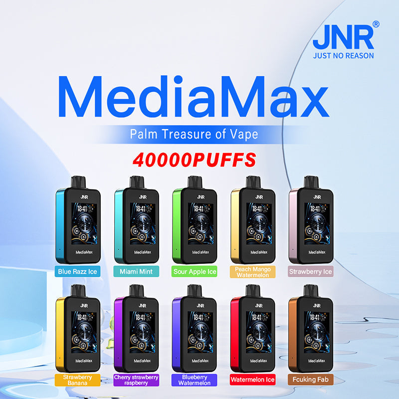 JNR MediaMax 40000 Puffs Disposable Vape Wholesale  5% nicotine 21ml e-liquid  1000 mah Battery 10 flavors