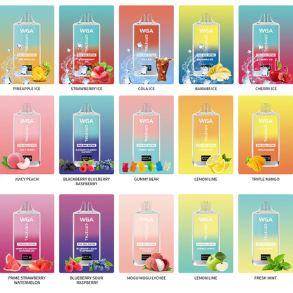 Box of 10 WGA Crystal Pro Max Extra 15000 Vape-650mAh Battery, Multiple Nicotine 9 Flavors