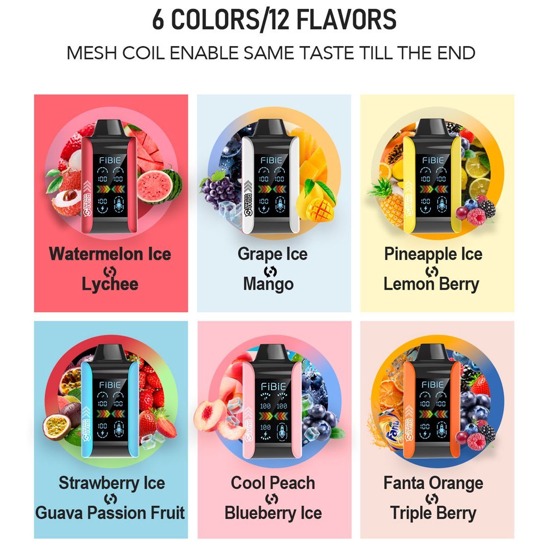 COOL PEACH & BLUEBERRY ICE -FIBIE 15000 Dual Flavors Disposable Vapor Wands(15000 PUFFS)