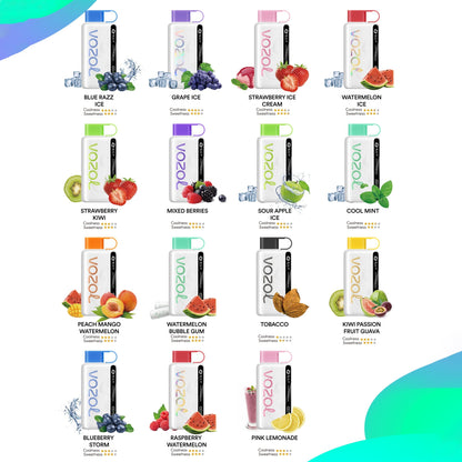 VOZOL STAR 9000 Puffs Disposable Vape  (0% to 5% Nicotine)14ml  650mAh rechargeable battery Wholesale 29 Flavors