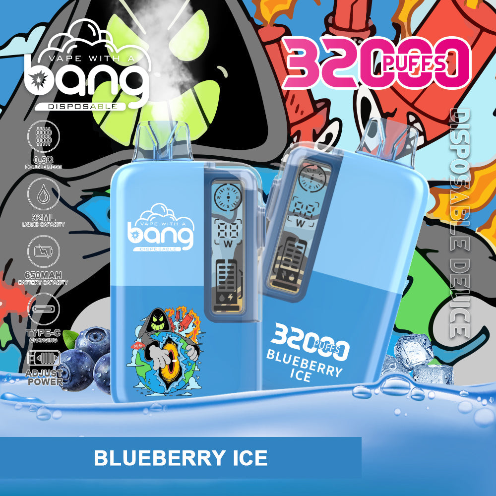 Bang 32000 Puffs Disposable Vape – 650mAh Battery, 32ml E-liquid, Multiple Nicotine Strength Options  12 Flavors