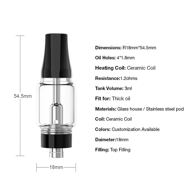 CBD Vape Cartridge 3ml Thick Oil Vaporizers Vape Pen Cartridge 510 Thread Atomizer