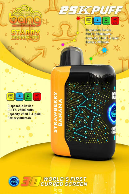Bang starry 25000 puffs Disposable Vape-850mAh Battery, 30ml E-liquid, Multiple Nicotine 16 Flavors