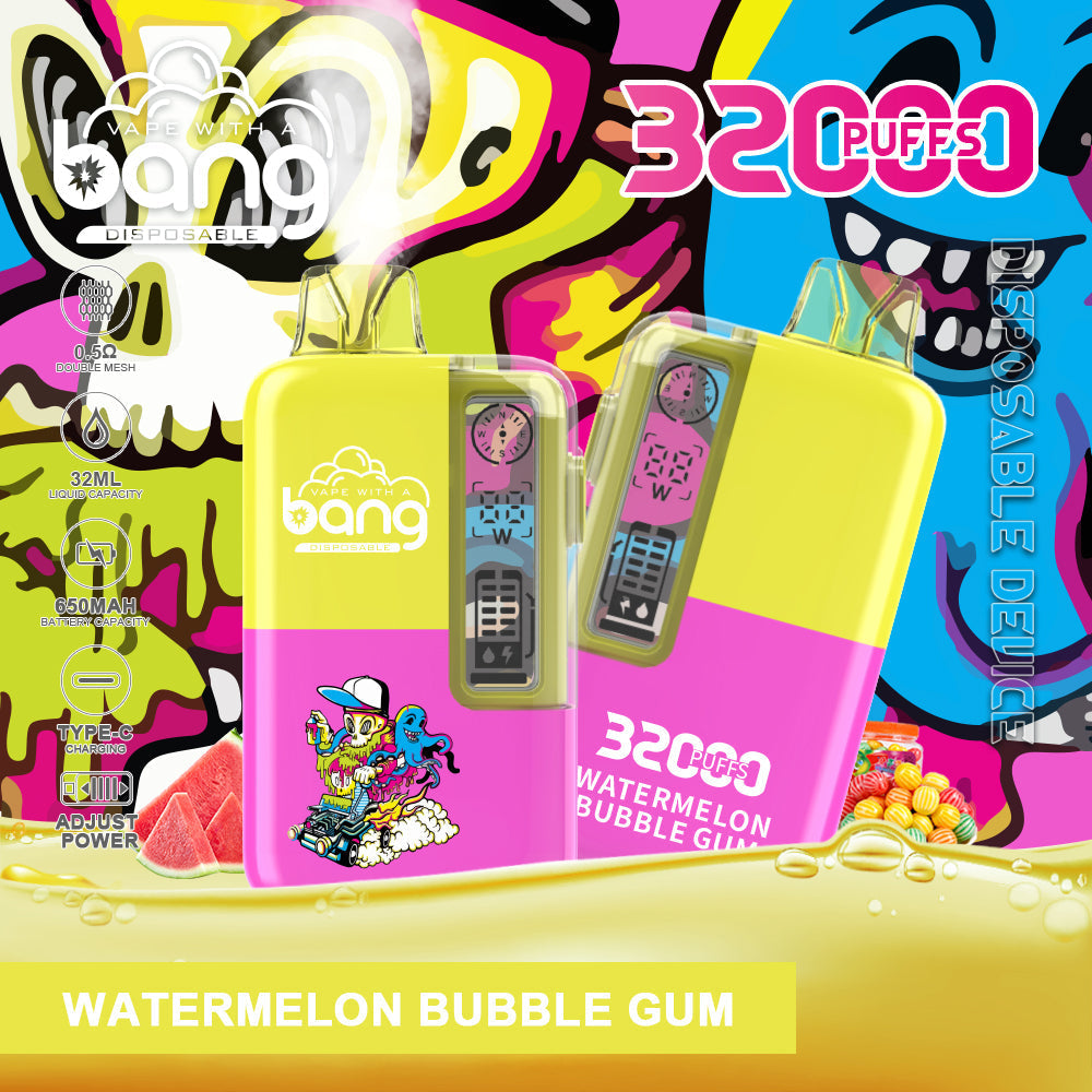Bang 32000 Puffs Disposable Vape – 650mAh Battery, 32ml E-liquid, Multiple Nicotine Strength Options  12 Flavors