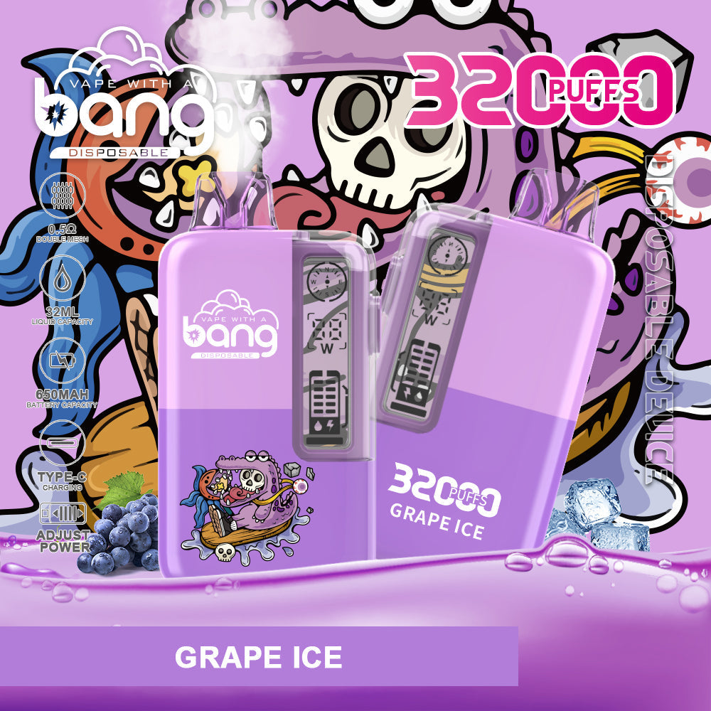 Bang 32000 Puffs Disposable Vape – 650mAh Battery, 32ml E-liquid, Multiple Nicotine Strength Options  12 Flavors