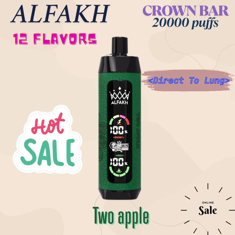 ALFAKH CROWN BAR 20K VAPE Wholesale Direct Price Hot Deal-850mAh battery, 20ml E-liquid, Multiple Nicotine 12 Flavors
