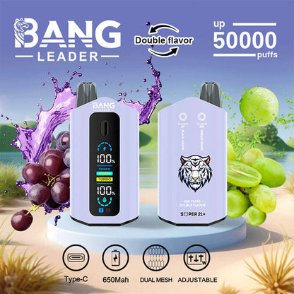 Bang Leader 50000 Disposable Vape - 50K Puffs, 36mBang Leader 50000 Puffs Disposable Vape (0% to 5% Nicotine) – Dual Pods(20mL+20mL) Unmatched Performance 650mAh battery 12 Flavors &nbsp;l E-Liquid (0-5% Nicotine) 36mL650mAh 12 Flavors