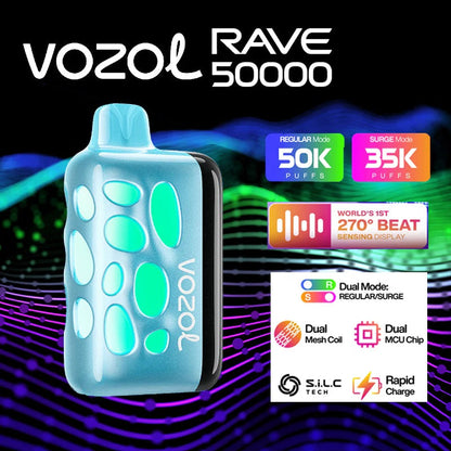 VOZOL RAVE 50000 Puffs Disposable Vape Wholesale 5% (50mg/ml) Nicotine Strength
