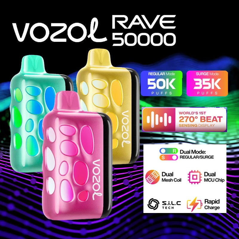 VOZOL RAVE 50000 Puffs Disposable Vape Wholesale-10000mAh Battery, 50ml E-liquid, Multiple Nicotine 12 Flavors