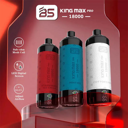 Wholesale Breze Stiik BS King Max PRO 18000 Puffs Electronic Cigarette Mesh Coil LED Digital Screen Disposable Vape with 24ml E Liuid Adjustable Airflow