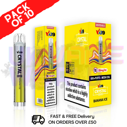 Banana ICE - Crystal Bar Puffs 600 VU9 Box Of 10