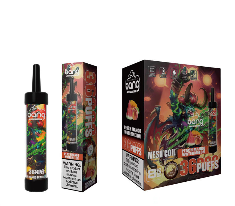 Bang Original 36000 Puffs With Sub Ohm Mesh Coils Dtl Disposable Vape Device E-Cigarette-650mAh Battery, 40ml E-liquid, Multiple Nicotine 12 Flavors