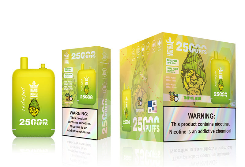 Bang King 25000 Puffs - 46mL pre-filled e-liquid Dual Tank (0% to 5% Nicotine);650mAh Battery 12 Flavors