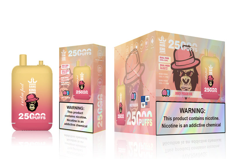 Bang King 25000 Puffs - 46mL Dual Tank (0% to 5% Nicotine)  650mAh Battery 12 Flavors