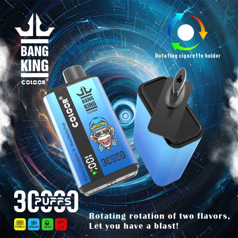 Bang King 30000 Puff Disposable E-Cigarette Vape Double Flavor Digital Display Bang 30k Puff Vaper-550mAh Battery, 36ml E-liquid, Multiple Nicotine 12 Flavors