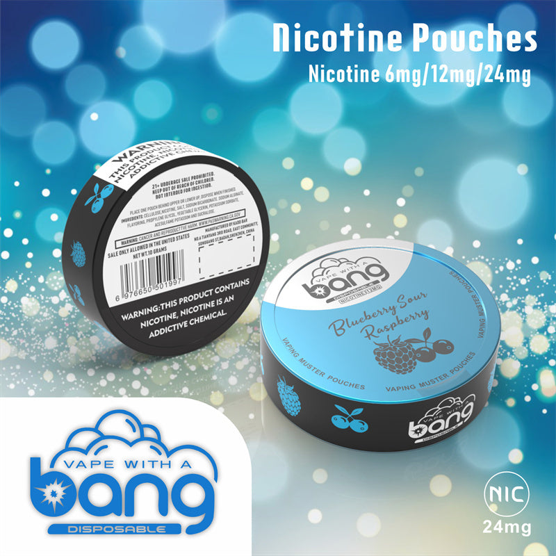 Factory sales Bang VAPING MUSTER POUCHES Nicotine 6mg/12mg/18mg -Multiple Nicotine 12 Flavors
