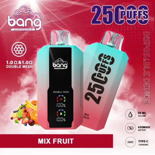 Bang 25000 Puffs LCD Screen Vape Dual Bang 25000 Puffs Vape 25K Disposable Vape Pen E Cigarette Prefilled 30ml 650mAh Disposable Vape 12 Flavors