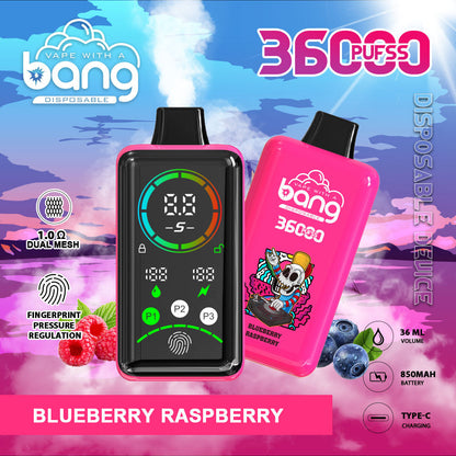 Bang 36000 Power Disposable Vape – 850mAh Battery, 36mL E-Liquid, 0% to 5% Nicotine Options 12 Flavors