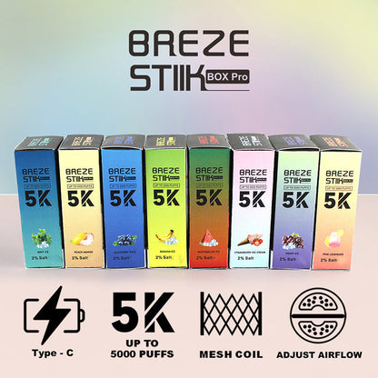 Breze Stiik Box Pro 5000 Puffs Disposable – 12ml, Mesh Coil, Adjustable Airflow, 950mAh Battery