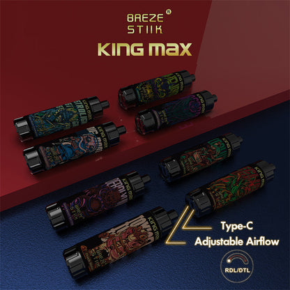 Breze Kingmax 10K Puffs | Sub-Ohm DTL | 20ml 0-5% Nic | 12 Flavors