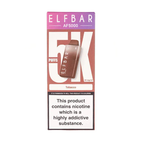 PACK OF 5 PC-  Elf Bar AF5000 Disposable Vape TPD UK