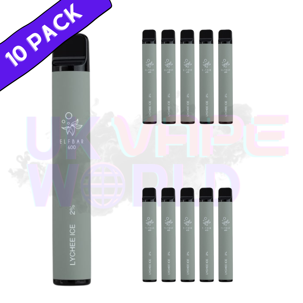 Elf Bar 600puff - Lychee Ice Flavour Box of 10（2% Nicotine）550mah Battery capacity