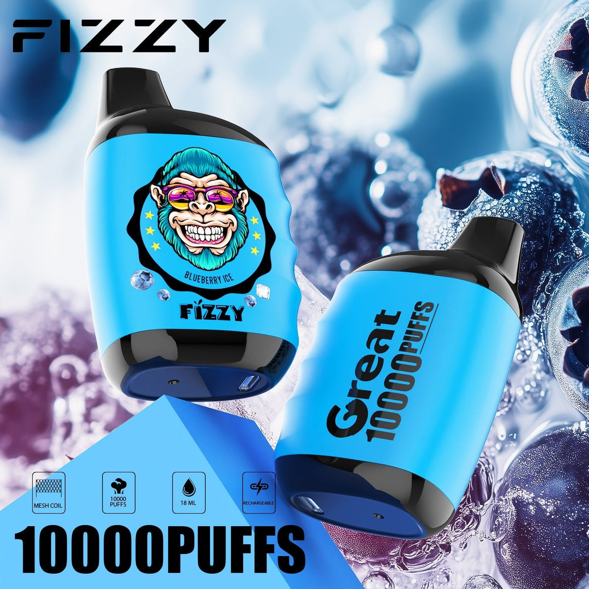 FIZZY Great – Compact 10K Puffs Disposable Vape | Mesh Coil & 18ML E-Liquid